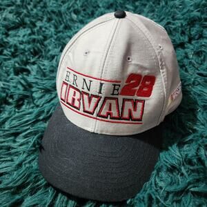 Vintage Ernie Irvan #28 NASCAR Racing Hat Gray Black Snapback Cap Embroidered